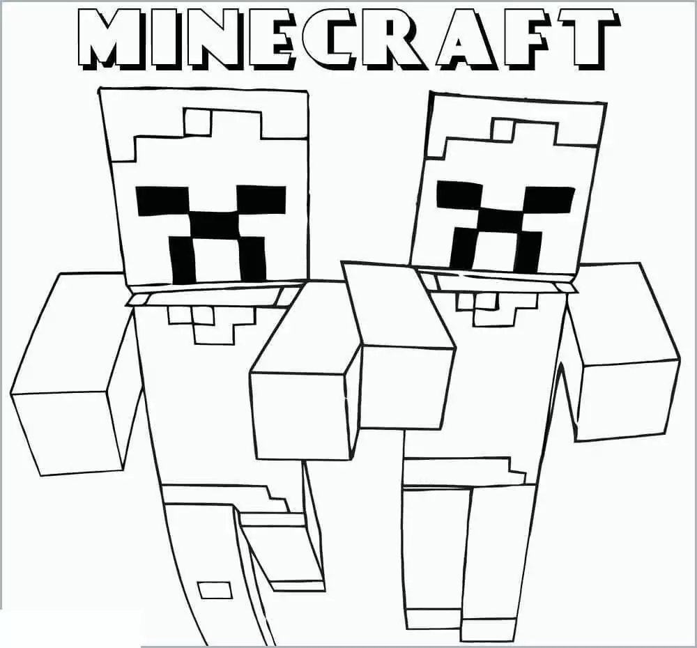 Minecraft Two Zombies Coloring Page - Free Printable Coloring Pages for ...