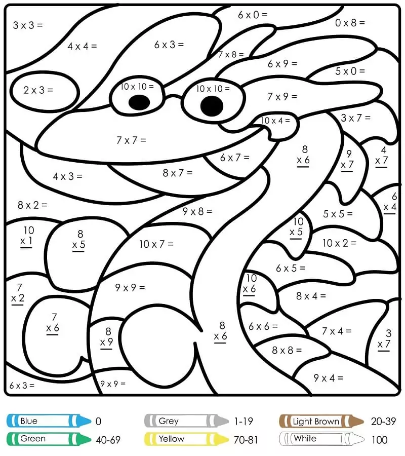 Multiplication Color by Number Worksheet