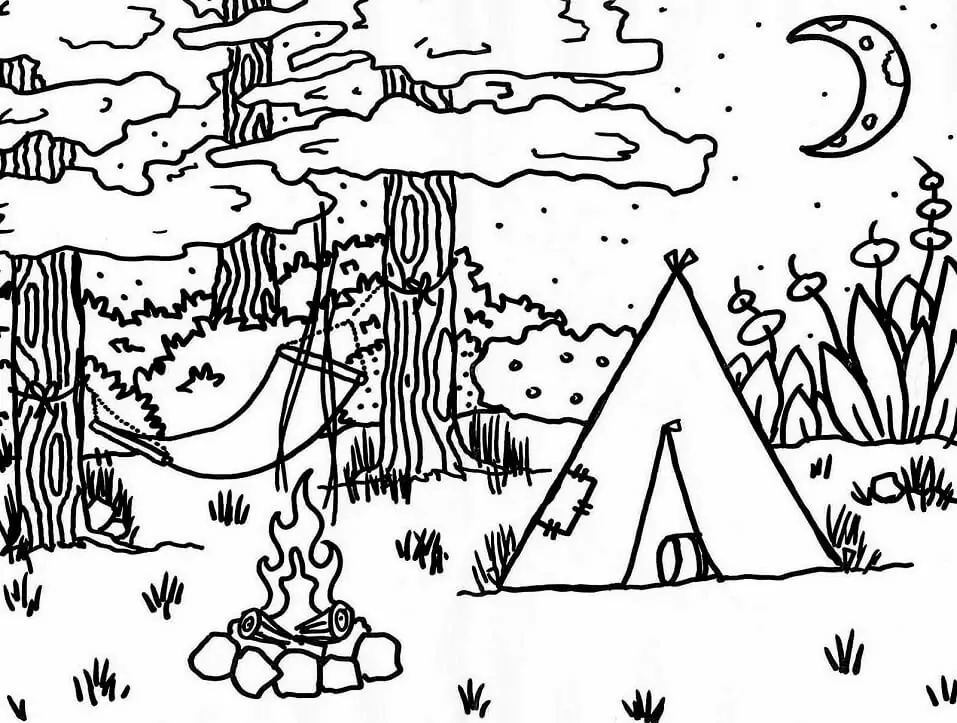 Nächtliches Camping