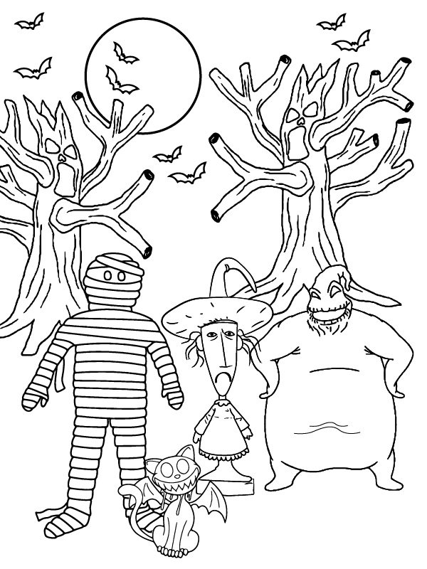 Elegant Nightmare Before Christmas coloring page