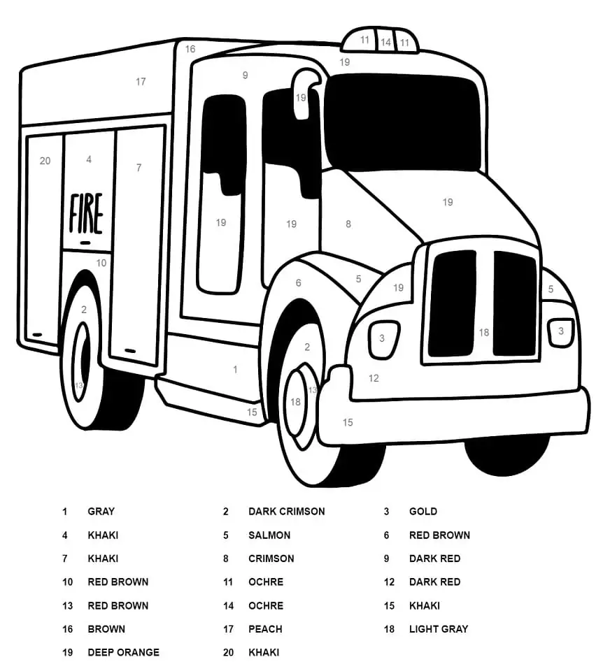 Normal Fire Truck Color by Number
