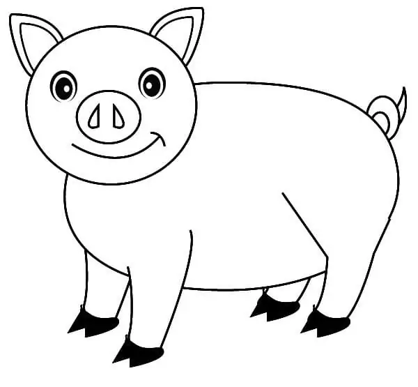 Pig is Happy Coloring Page - Free Printable Coloring Pages for Kids