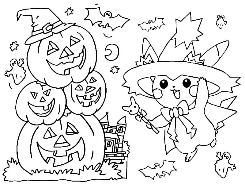 Pikachu and Halloween Pumpkins