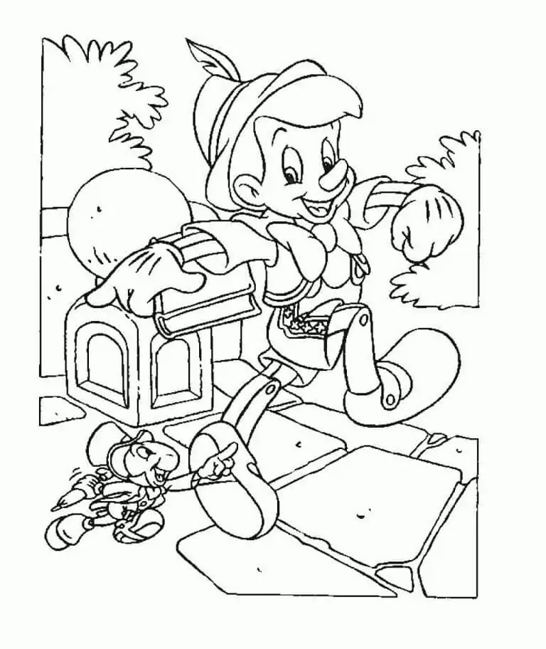 Laughing Pinocchio Coloring Page - Free Printable Coloring Pages for Kids