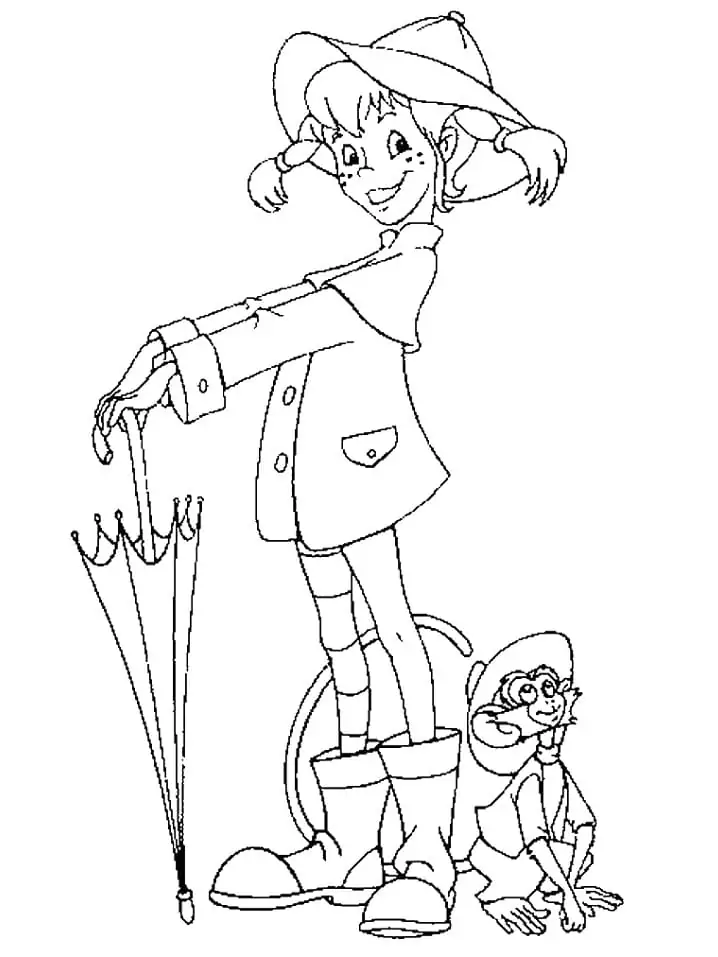 Pippi Longstocking with Umbrella