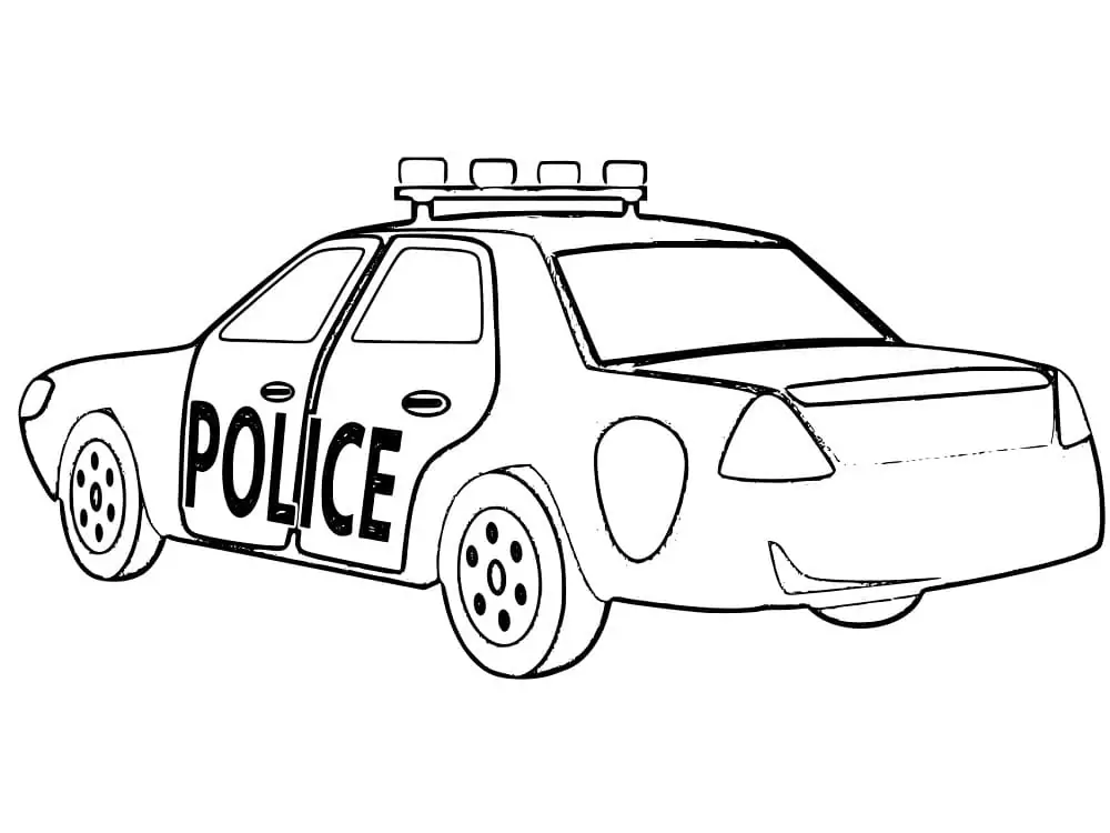 Simple Police Car Coloring Page - Free Printable Coloring Pages for Kids