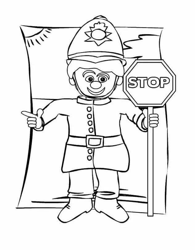 Polizist mit Stoppschild
