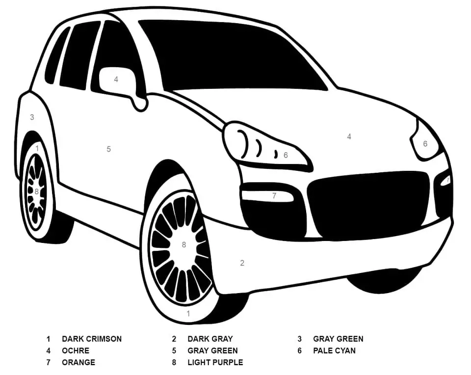 Car Color by Number Coloring Page