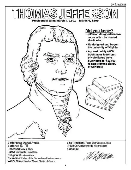 President Thomas Jefferson Free Printable
