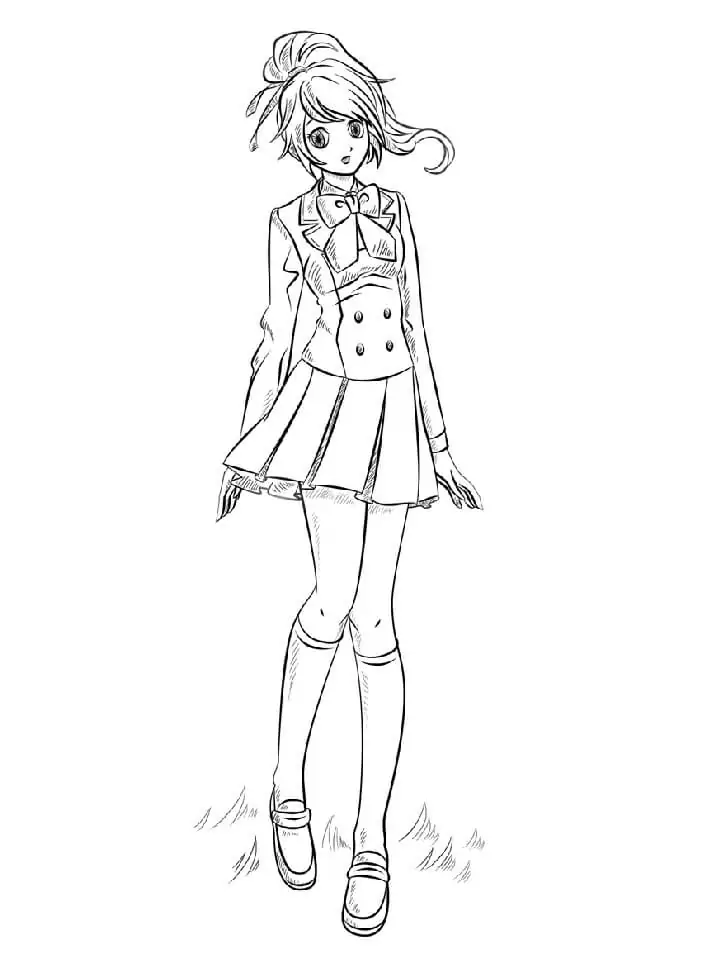 Cute Anime Girl Coloring Page - Free Printable Coloring Pages for Kids