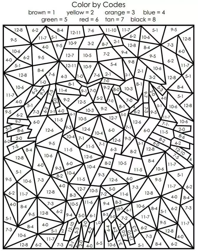 Difficult Color by Number Pages for Grown Ups HL82T  Free coloring pages,  Free printable coloring pages, Adult color by number