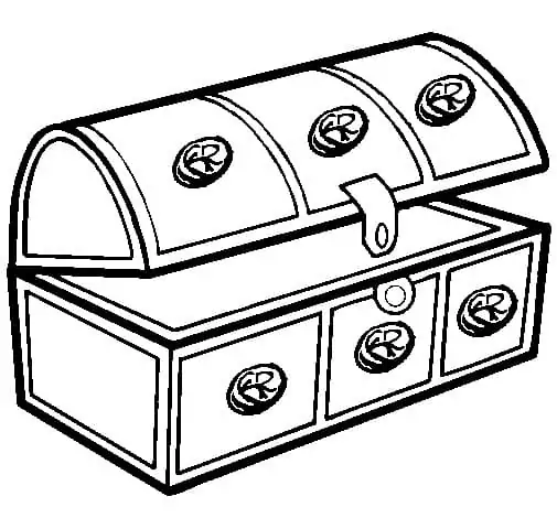 Treasure Box with Gold Inside Coloring Pages for Kids · Creative