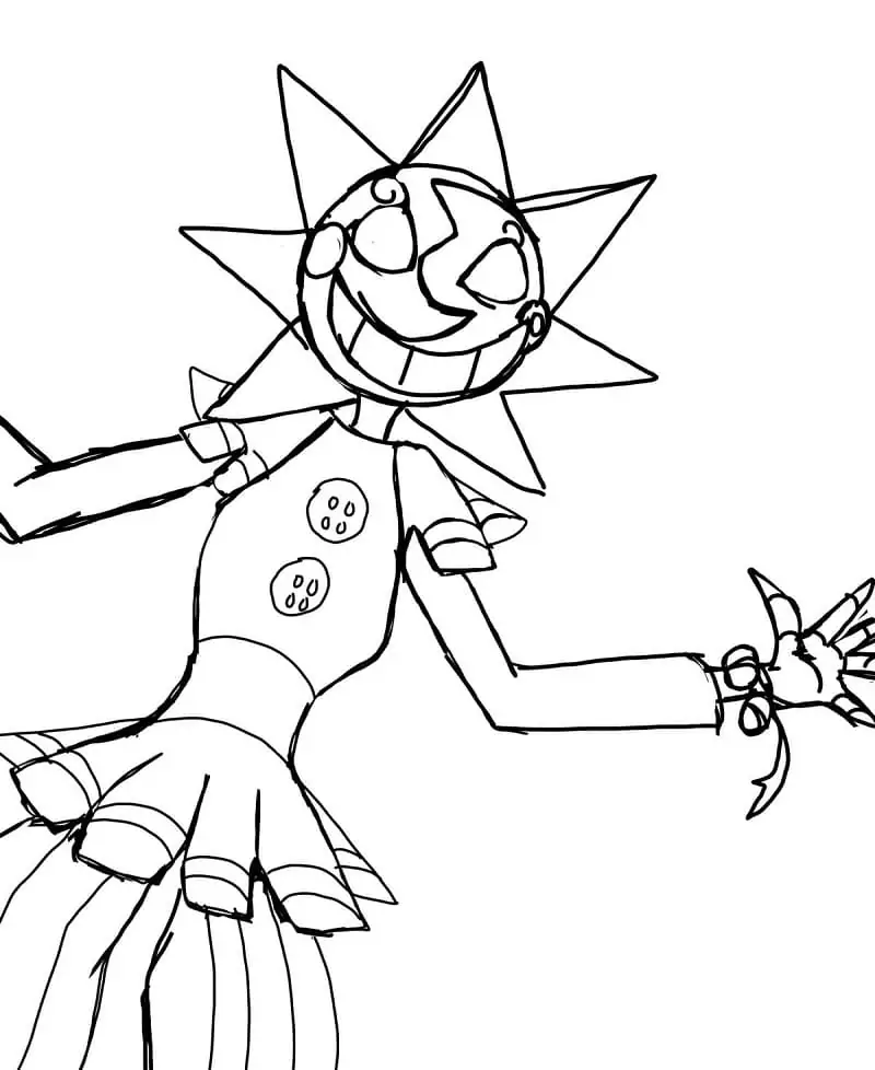 Creepy Sundrop FNAF Coloring Page - Free Printable Coloring Pages for Kids