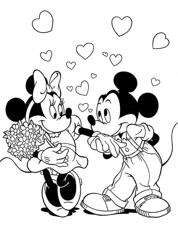 Mickey und Minnie Valentine zum Ausdrucken