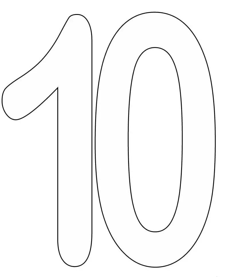 Printable Number 10 Coloring Pages