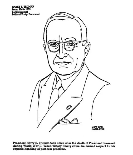 Printable President Harry S. Truman