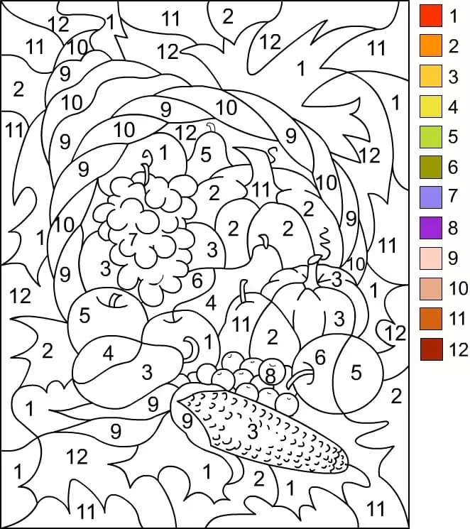 Printable Thanksgiving Color by Number