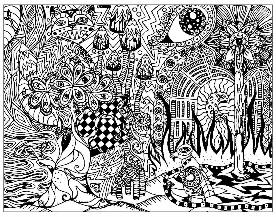 Psychedelic Coloring Page - Free Printable Coloring Pages for Kids