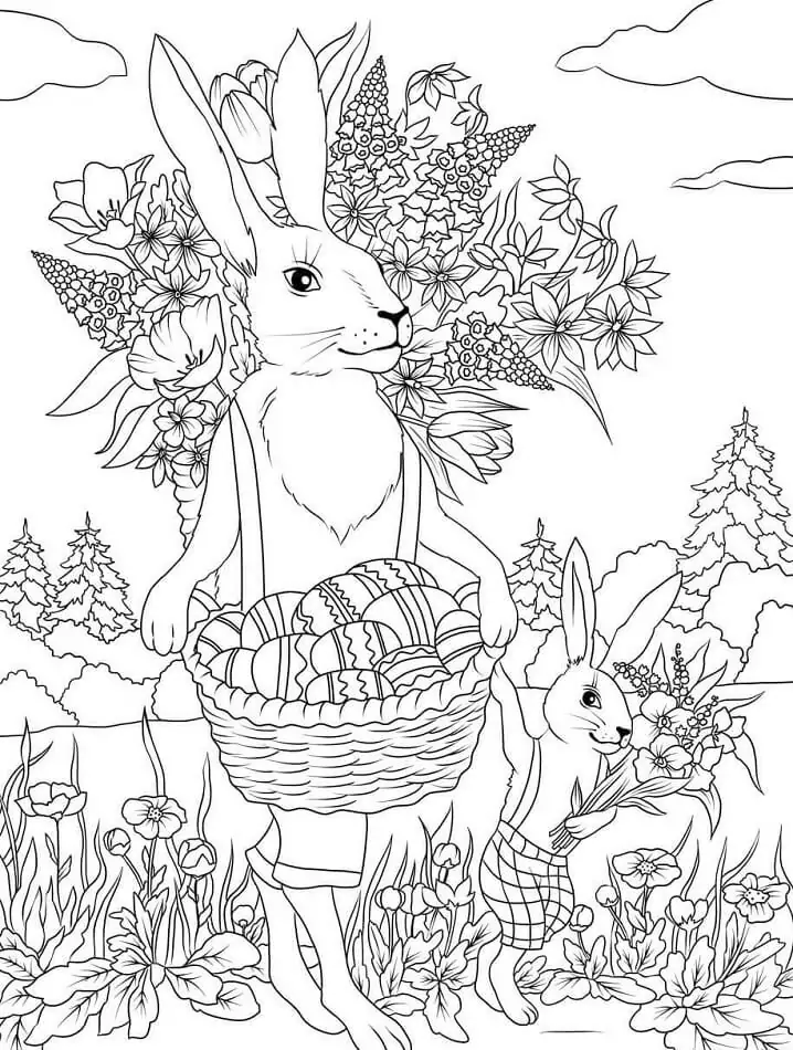 Rabbits with Easter Basket