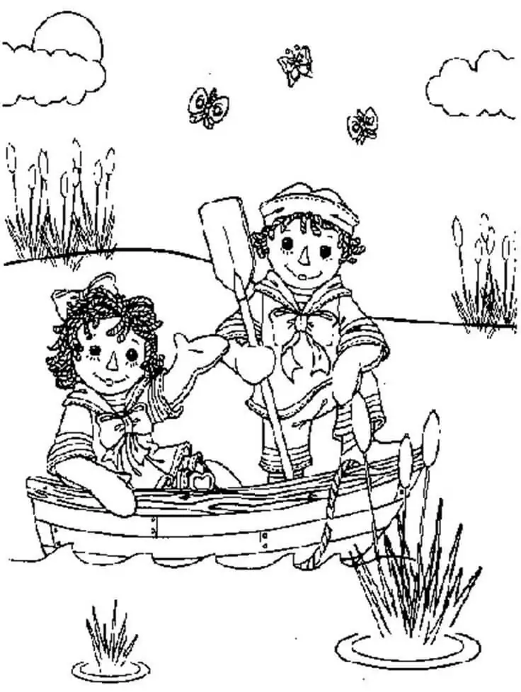 Raggedy Ann and Andy on Boat