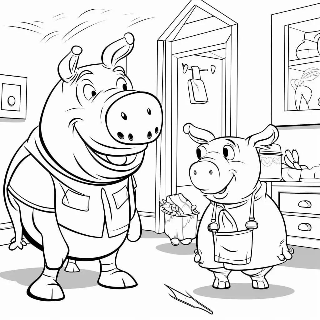 Rhino Coloring page with peppa pig