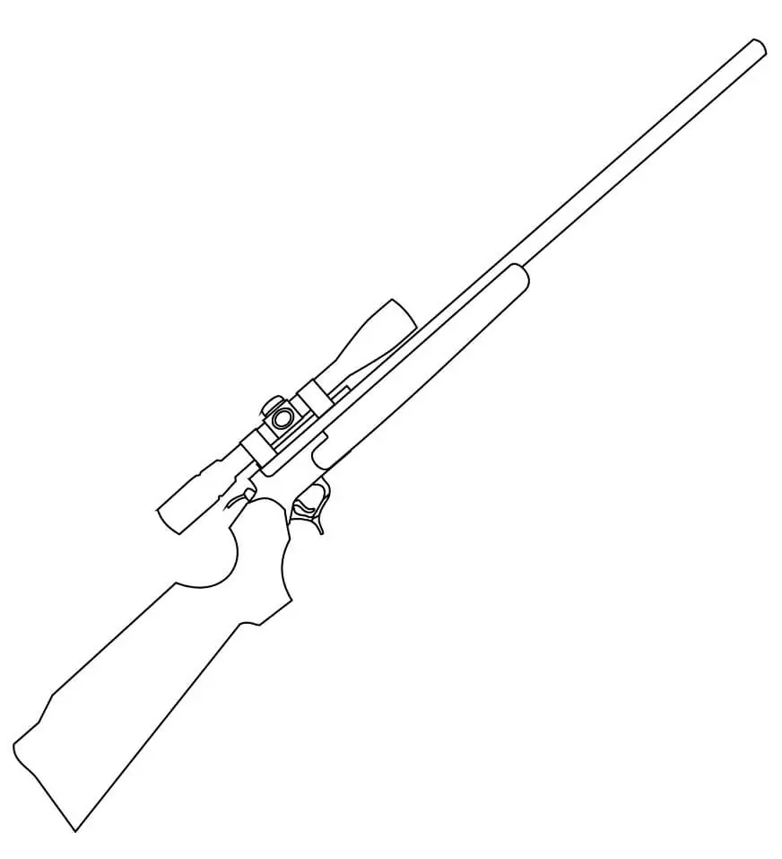 Rifle with Scope Coloring Page - Free Printable Coloring Pages for Kids