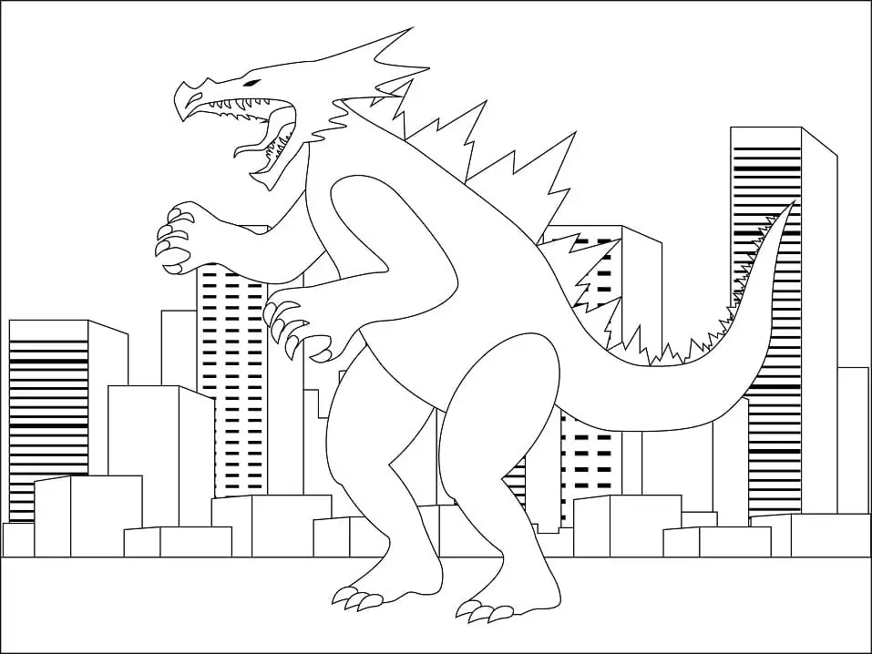 Ausmalbild Gruseliger Godzilla