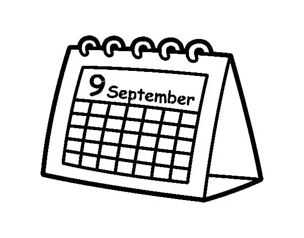 September 9 Calendar Färbung Seite Kostenlose druckbare Malvorlagen