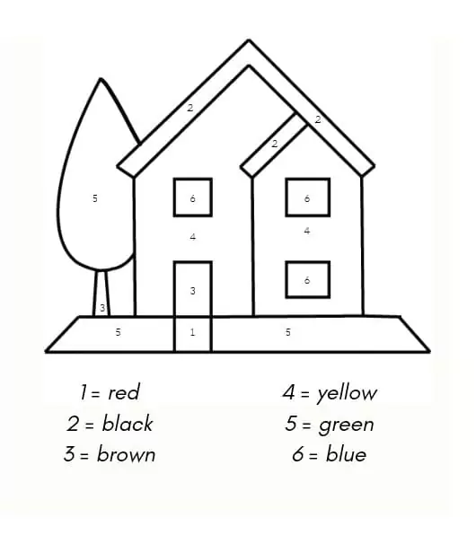 Simple House Color by Number