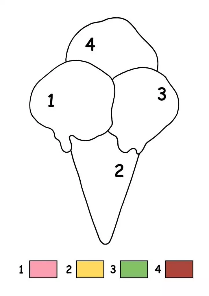 Simple Ice Cream Color by Number