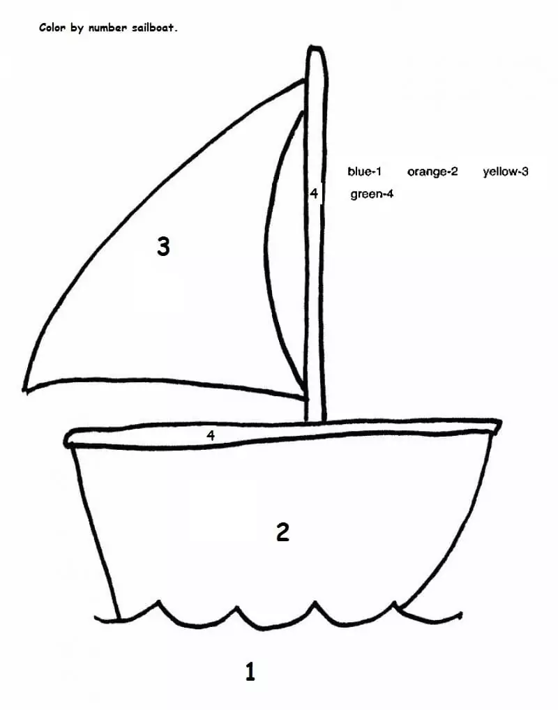 Simple Sailboat Color by Number