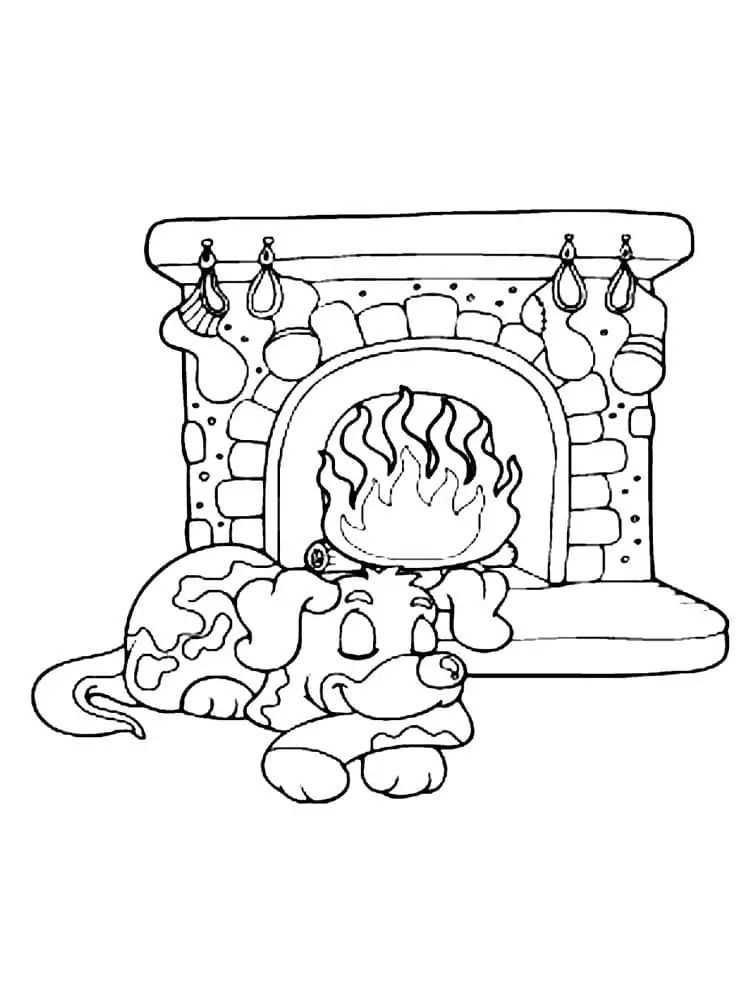 Sleeping Dog and Fireplace