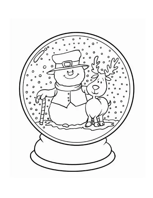 Snow Globe with Snowman and Reindeer