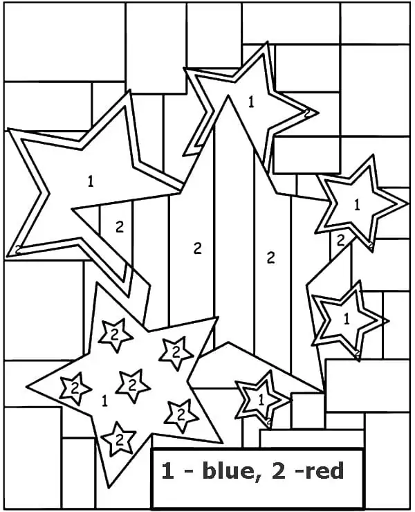 Stars for Kindergarten Color by Number