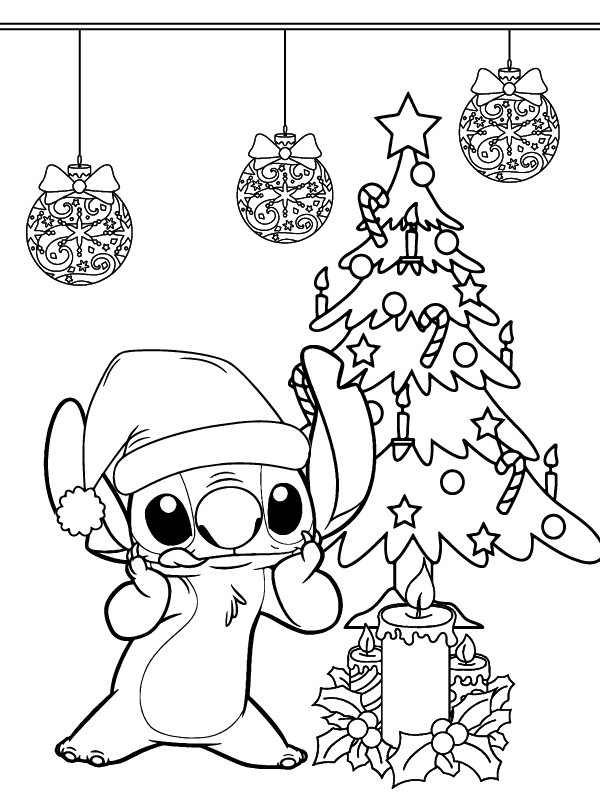 Stitch Christmas Coloring Page