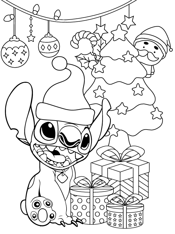 Fehlerlose Stitch Weihnachts-Malvorlage