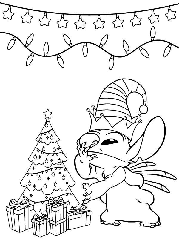 Wonderful Stitch Christmas coloring page