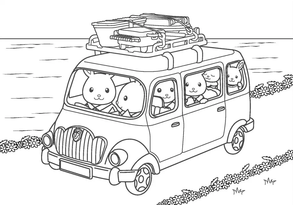 Sylvanian Families on Vacation Coloring Page - Free Printable Coloring ...