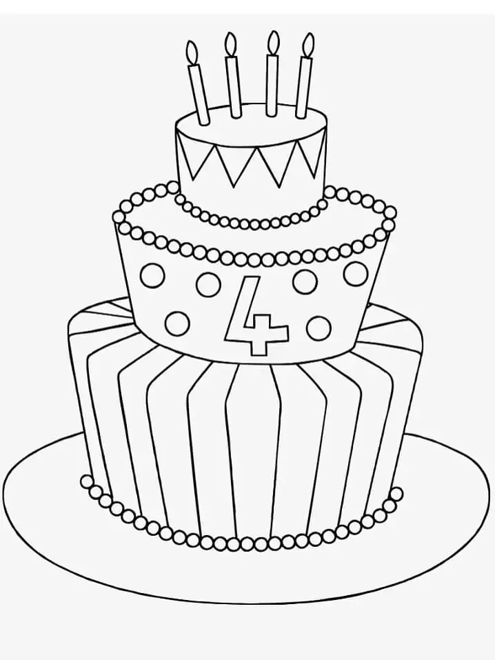 Big Birthday Cake Coloring Page - Free Printable Coloring Pages for Kids