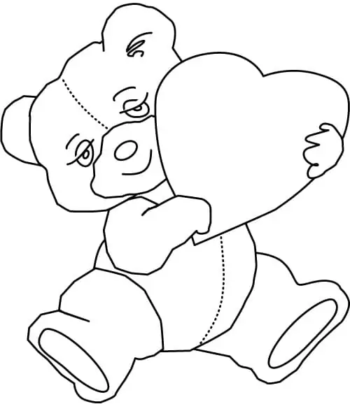 Teddy Bear and Heart Coloring Page - Free Printable Coloring Pages for Kids