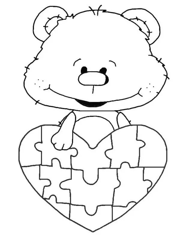 Teddy Bear with Autism Awareness Heart