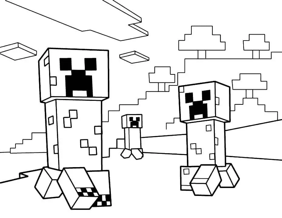 Three Minecraft Creepers