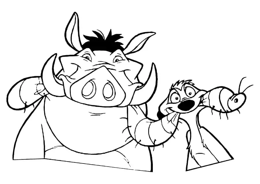 Timon and Pumbaa Eating Worm