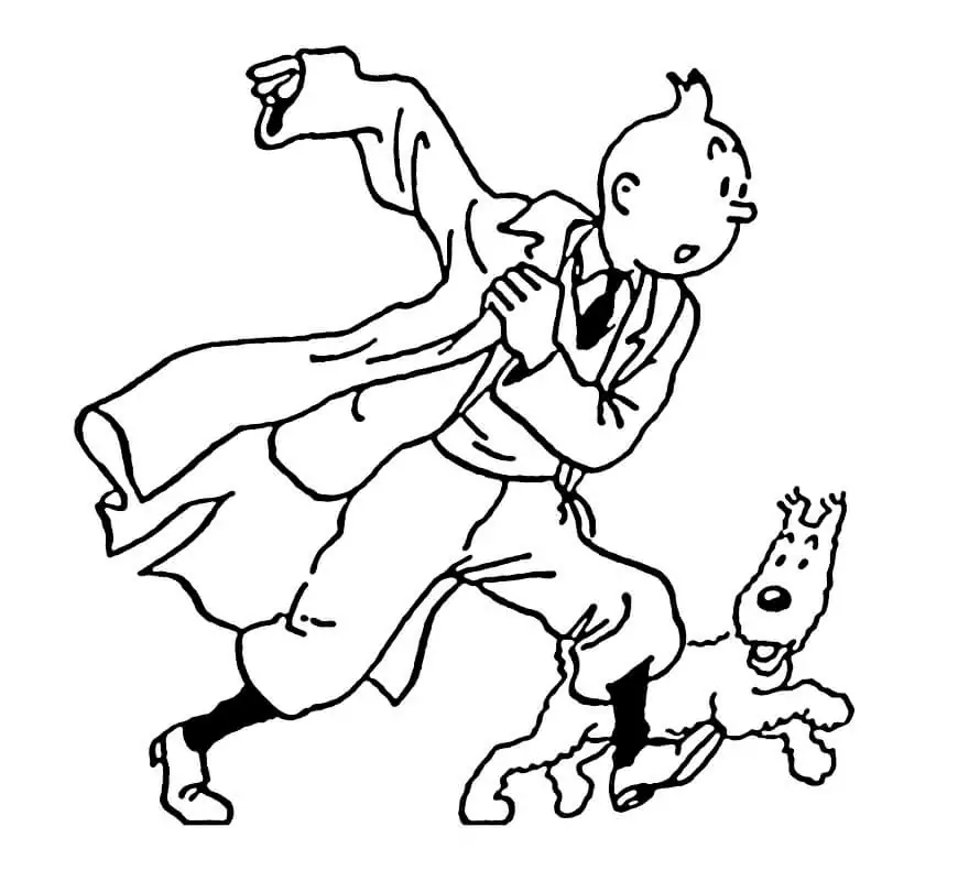 Tintin and Snowy Running