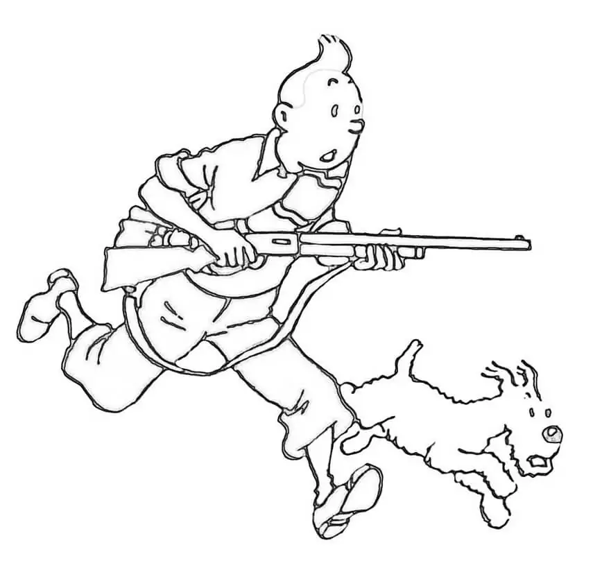 Tintin with Gun