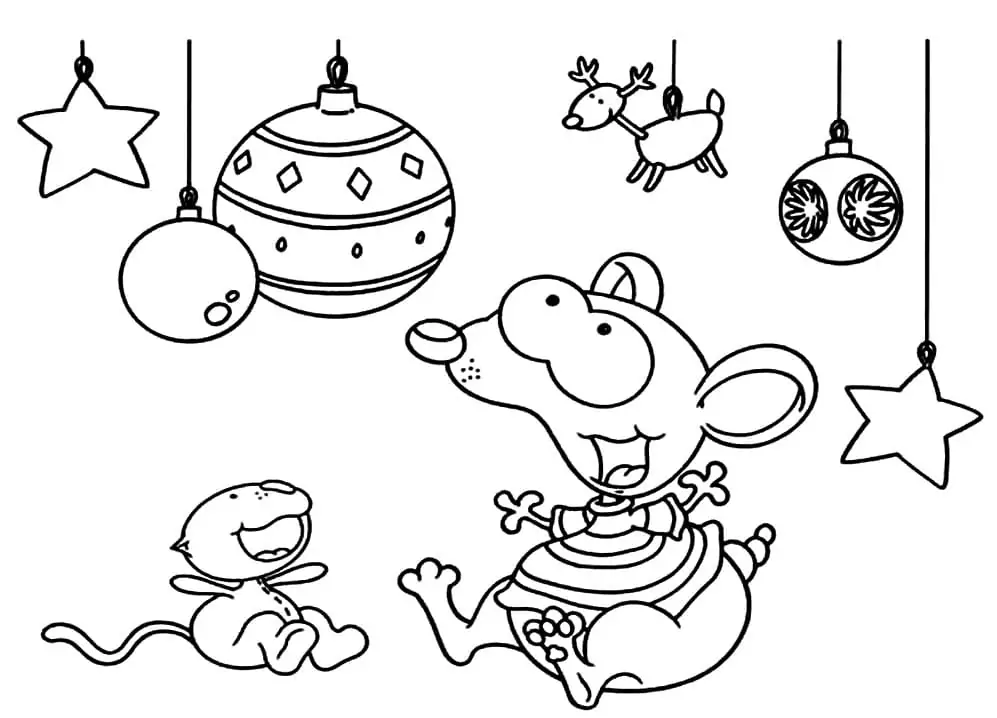 Toopy and Binoo with Ornaments coloring page