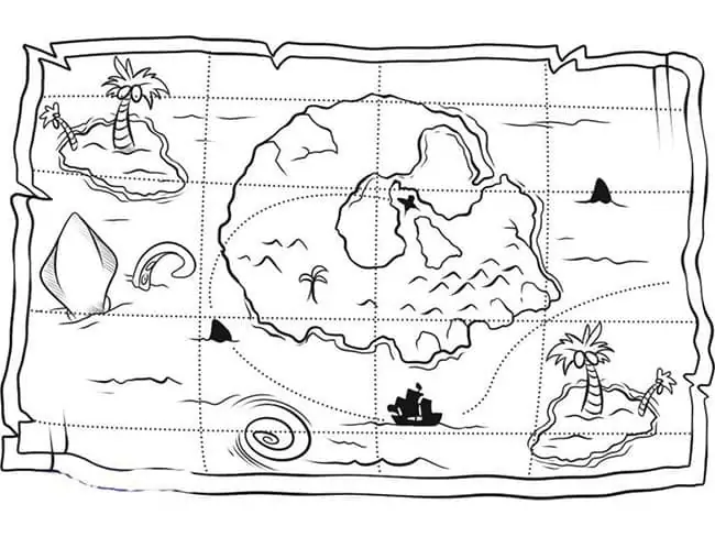 Treasure Map 12 Färbung Seite - Kostenlose druckbare Malvorlagen für Kinder