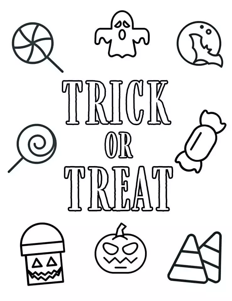 Trick or Treat Coloring Page - Free Printable Coloring Pages for Kids