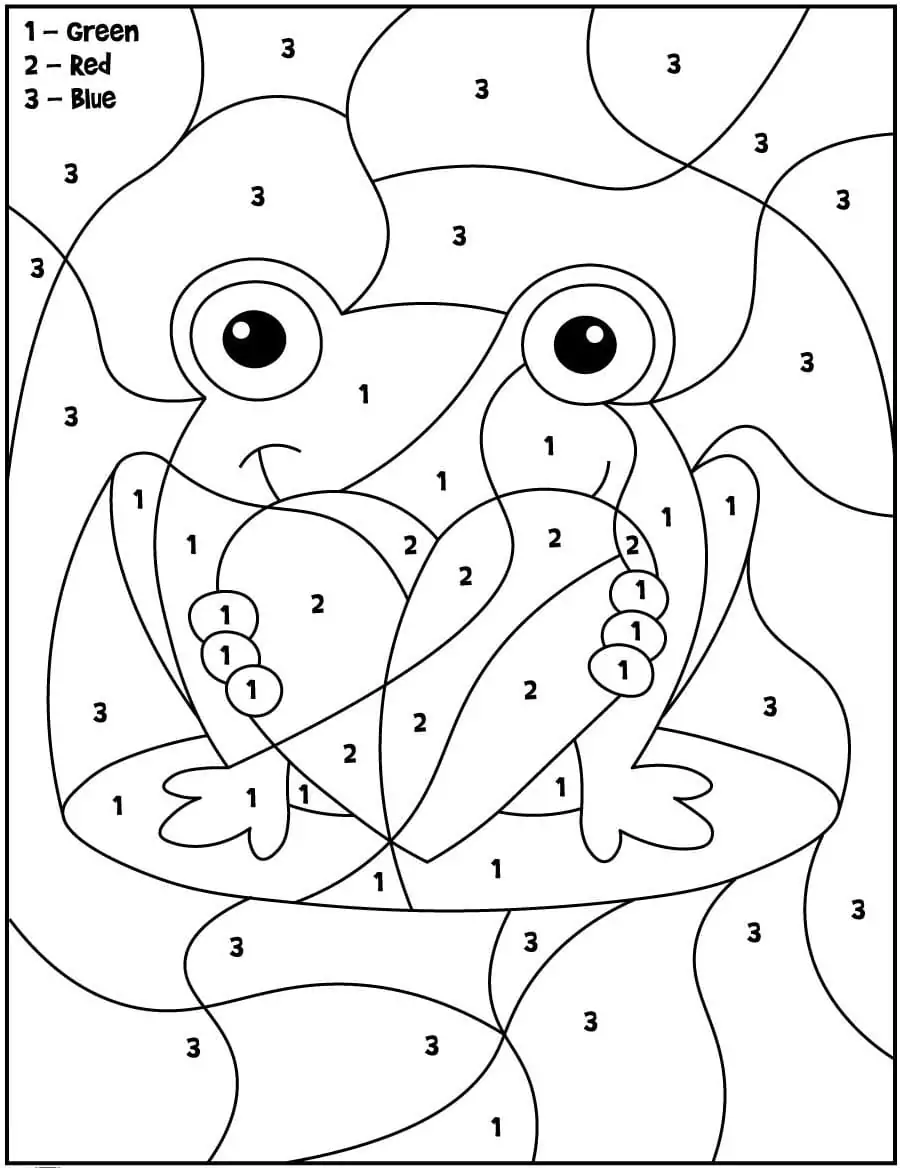 Valentine Frog Color by Number Coloring Page - Free Printable Coloring ...