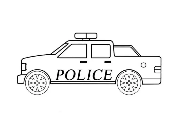Very Easy Police Car Coloring Page - Free Printable Coloring Pages for Kids